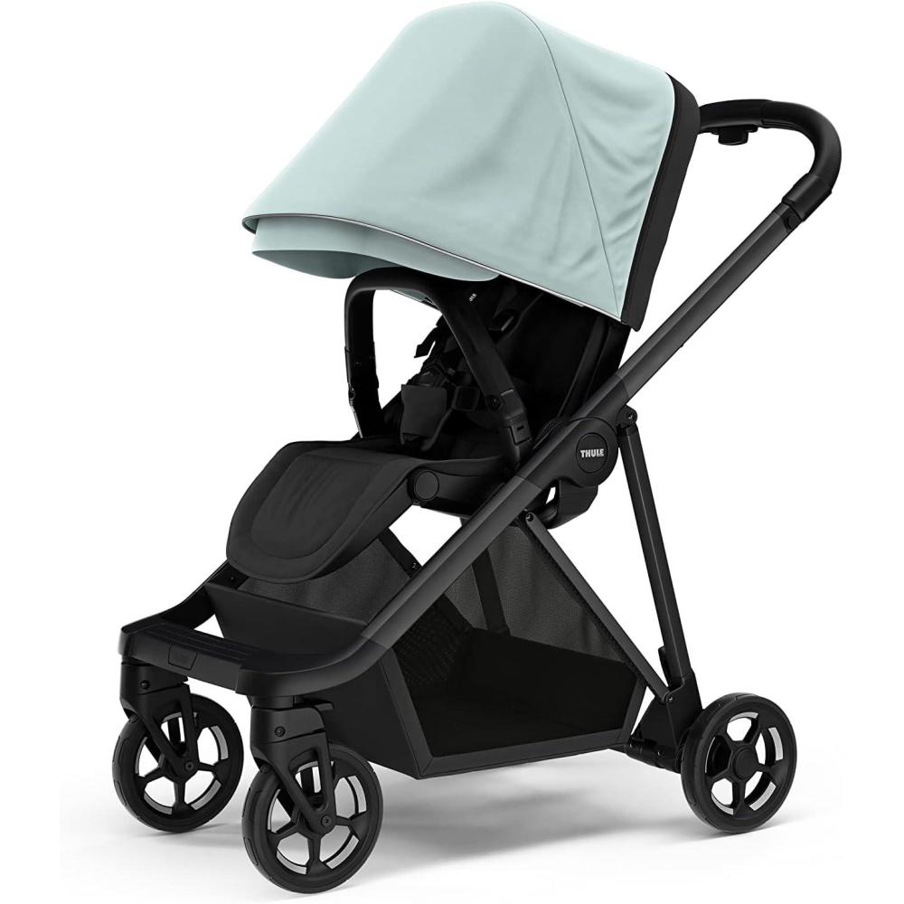 imageThule Shine baby stroller Fullsize stroller features Compact and lightweight design Reversible seat Spacious storage basket Adjustable leg rest Easy onehand foldBlackAlaska