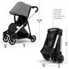 Thule Shine baby stroller, Full-size stroller features, Compact and lightweight design, Reversible seat, Spacious storage basket, Adjustable leg rest, Easy one-hand fold(Aluminum/Grey Melange)