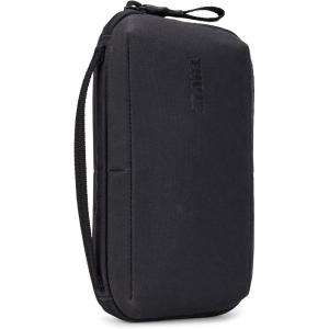 Thule Aion Travel Organizer – 2-in-1 Pouch Includes Travel Wallet and Electronics Bag – RFID Blocking Zipper Pouch – Internal Pockets to Stay Organized – 100% Recycled Waxed PFC-Free Fabric(Black)